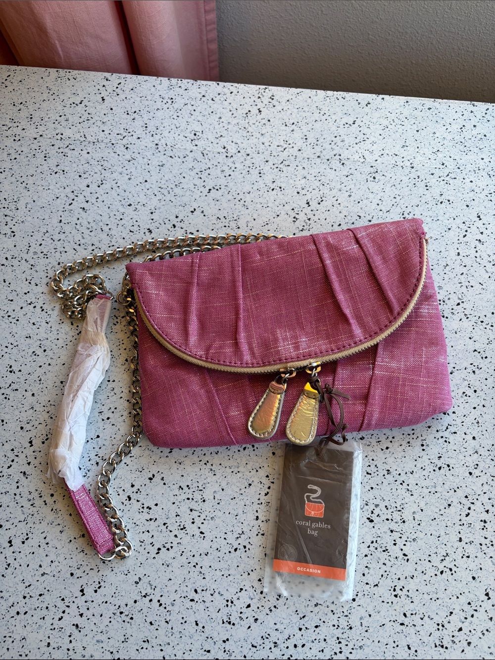 NWT Lindsey Phillips Coral Gables bag chameleon lilac silver clutch crossbody
